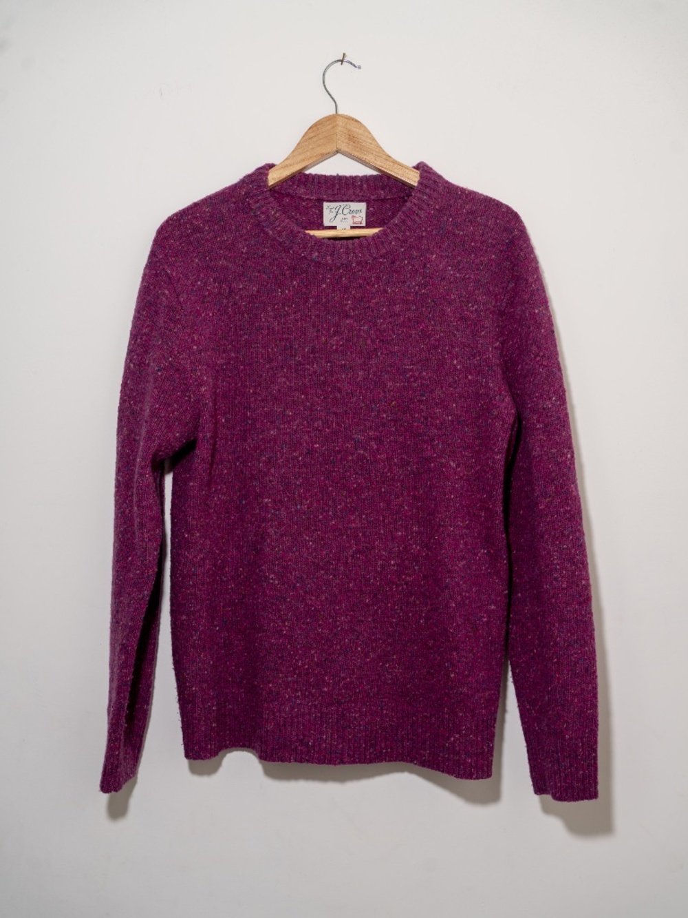 J.Crew Men's 100% Wool Sweater in Marled Magenta/Berry